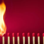 one match lighting a row of matches