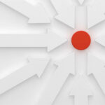 arrows pointing to a red dot